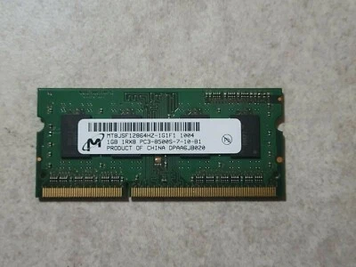 MICRON LAPTOP RAM STICK 1GB 1Rx8 PC3-8500S-7-10-B1 MT8JSF12864HZ-1G1F1 - Image 1 of 2
