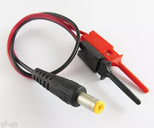100pcs 30cm/1Ft Small Flat Test Hook to 2.1x5.5mm DC Male Plug DC Power Cable - Picture 1 of 8