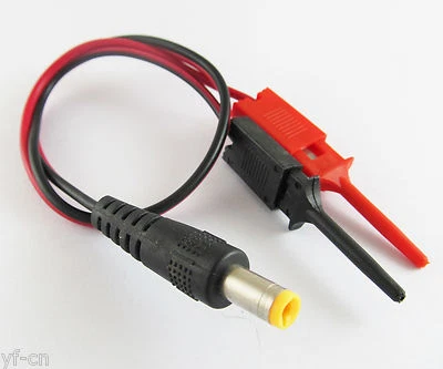 1pc 30cm/1ft Small Flat Test Hook to 2.1x5.5mm DC Male Plug DC Power Cable - Image 1 of 4