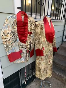 Vintage Japanese Wedding Set His Hers Silk Kimono Pair Robe Chu-furisode Medium - Picture 1 of 12