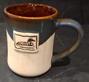 Yarmouth Maine Cape Shore Vacation Loon erhöhte Keramik blau hellbraun Becher Souvenir Tasse - Bild 1 von 15