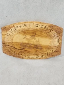 Cribbage Board Handmade Wood Deer Carving with Deer Art Solid Board Cards - Picture 1 of 7