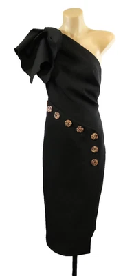 NWT Acler Lynch Size 10 S One Shoulder Midi Dress Black Slit Event Party Wedding - image 1 of 4