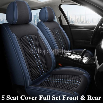 For Nissan ARIYA Rogue Faux Leather Car 5-Seat Covers Cushion Pad Black & Blue - Image 1 of 4