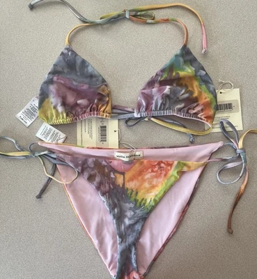 Bikini Mara Hoffman 2 Piezas Cuerda Acuarela Tie Dye Rae Top Parte Inferior Lei Nuevo con Etiquetas XL Foto 1 de 4
