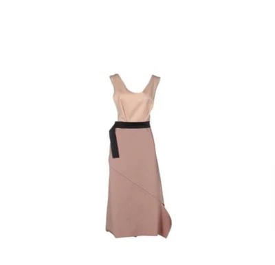 Vestido JIL SANDER Talla 38 Rubor Rosa Acetato SATINADO Contraste Cinturón Azul Marino Rp$2800 Foto 1 de 4