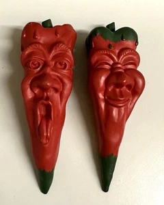 Vintage R. Vandamme 1996 Anthropomorphic Red Chili Pepper Wall Decor Set - Picture 1 of 10