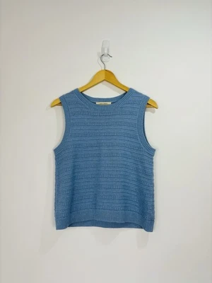 Seasalt Sweater Vest Women Size 8 Blue Cotton Knit Tank Sleeveless Jumper Tepel - Image 1 of 4