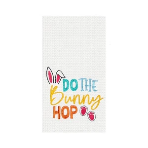"Do The Bunny Hop" Easter Rabbit Spring Theme Kitchen Dishtowel - Picture 1 of 3