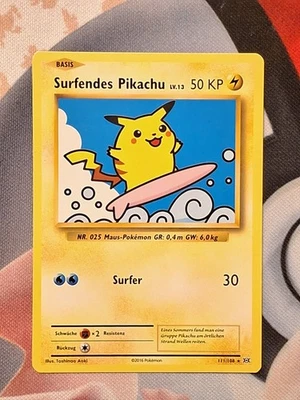 Pokémon Karte Surfendes Pikachu 111/108 NM Pokemon Evolution Set Deutsch Vintage - Bild 1 von 4