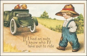 If I Had An Auto I know Who I'd Take Out For A Ride, Embossed--Postcard Y193 - Picture 1 of 2