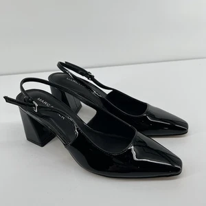 Marc Fisher Women's Lethe Pump Size 6 Black Patent Leather Slingback Block Heel - Picture 1 of 7