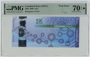 PMG 70 Leonhard Kurz 2009  (DEU) ""Test Note KINEGRAM reView Polymer 5000 Units - Picture 1 of 2