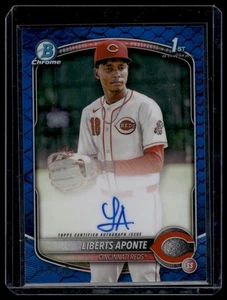 2025 Bowman Chrome 1st Auto Reptilian Blue #/150 - CPA-LA Liberts Aponte Reds - Picture 1 of 2