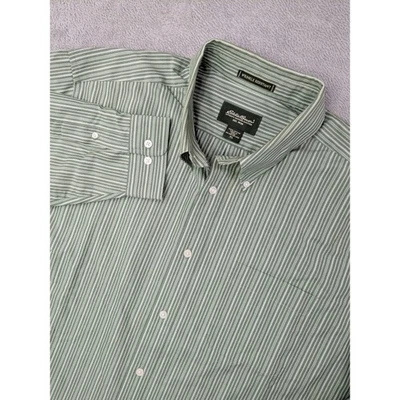 Eddie Bauer Mens XL Green Stripe Wrinkle Resistant Button Down Shirt Cotton - Image 1 of 4