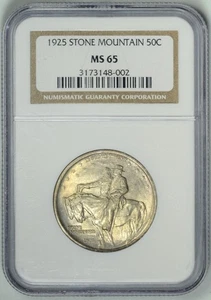 1925 STONE MOUNTAIN 50c NGC MS65 ~ Commemorative Half Dollar ~ #3173148-002 - Picture 1 of 4