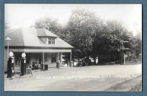 257   1940 RPPC Perkins Store & Gas  Station North River Pond Barrington NH - Picture 1 of 2