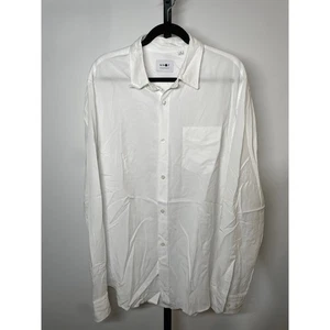 NN07 Men's Arne Long Sleeve Tencel Shirt Size XL Solid White Button Up - Picture 1 of 8