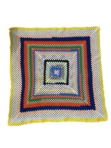 Manta de regazo de ganchillo abuela pequeña 53”x53” multicolor calidad hecha a mano - Imagen 1 de 3