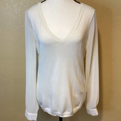 Suéter túnica tejido seda transparente manga larga marfil BANANA REPUBLIC NUEVO CON ETIQUETAS talla mediana Foto 1 de 4