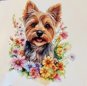 Cute Yorkshire Terrier Cross Stitch Kit Needlework 14 Count 30 X 30 Cm - Picture 1 of 6
