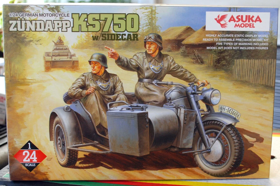 1941 Zündapp KS 750 mit Seitenwagen 1:24 Asuka 24004 - Bild 1 von 3