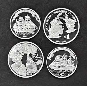 T101- Collektion 4 Silbermünzen - SEEFAHRT - Korea / Fiji / Palau / Cook Islands - Bild 1 von 2