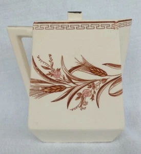 Antique Old Vintage Aesthetic Movement Brown Transferware Teapot Wheat - Picture 1 of 12