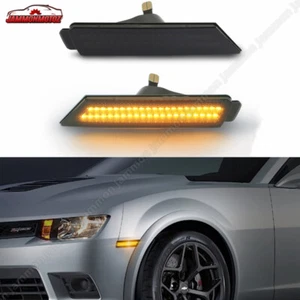 2Pcs For 2010-2015 Chevrolet Camar Smoke Lens Amber LED Front Side Marker Light - Picture 1 of 7