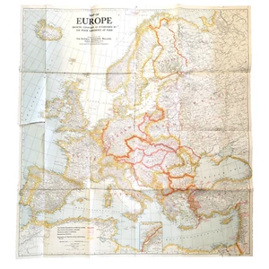 1920 National Geographic Europe Map Paris Peace Conference Boundary Redraw WWI - Picture 1 of 18