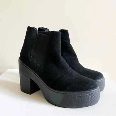 Bakers 靴子 9 码 Y2K 90 年代厚底粗跟麂皮绒皮革拉鞋 — 第 1/4 张图片