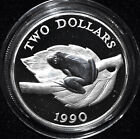 1990 Bermuda $2 Proof Sterling Silver Coin - Tree Frog