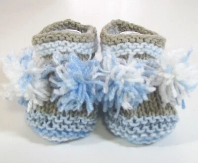 KSS NEW Handmade Light Weight Knitted Blue Booties (3 - 6 Months) BO-091 - Image 1 of 2