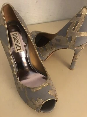 Badgley Mischka Mujer Gris Dorado Lona Roxie Bomba Tacón Zapatos EE. UU. 6 Euro 36 Foto 1 de 4