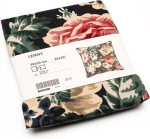 Ikea LEIKNY Floral Cushion Cover, Dark Green, Black & Pink, 50x50cm - Picture 1 of 1
