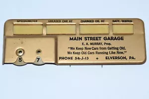 Car Sun Visor Oil Change Reminder Pin Vintage Garage Elverson PA 1940s 50s - Picture 1 of 4