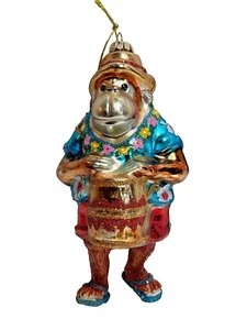 Vintage Rauch Weihnachten Hawaii Trommler Affe Ornamente 5,5" hoch - Bild 1 von 5