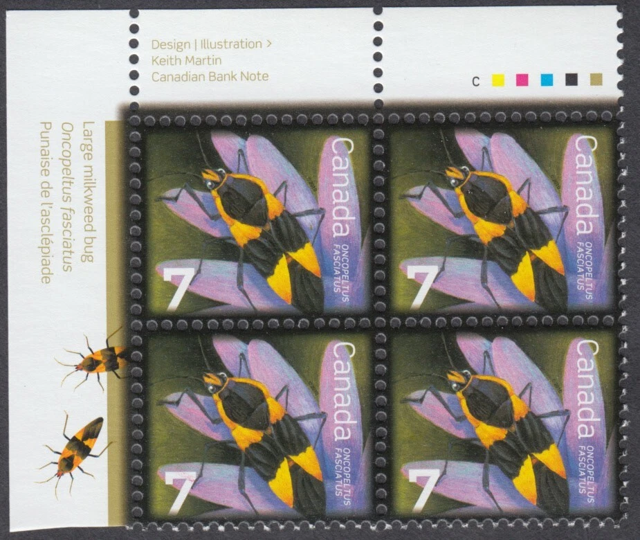 Canada - #2408 Beneficial Insects - Large Milkweed Bug Plate Block - MNH - Image 1 of 1