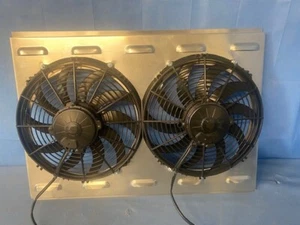 26" X 19" Aluminum Shroud With Dual SPAL 30102029 Electric Fans 1024 - Foto 1 di 4