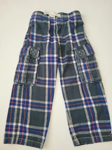 Boys Mini Boden Cargo Flannel Tartan Pants size 5 pull on green - Picture 1 of 2