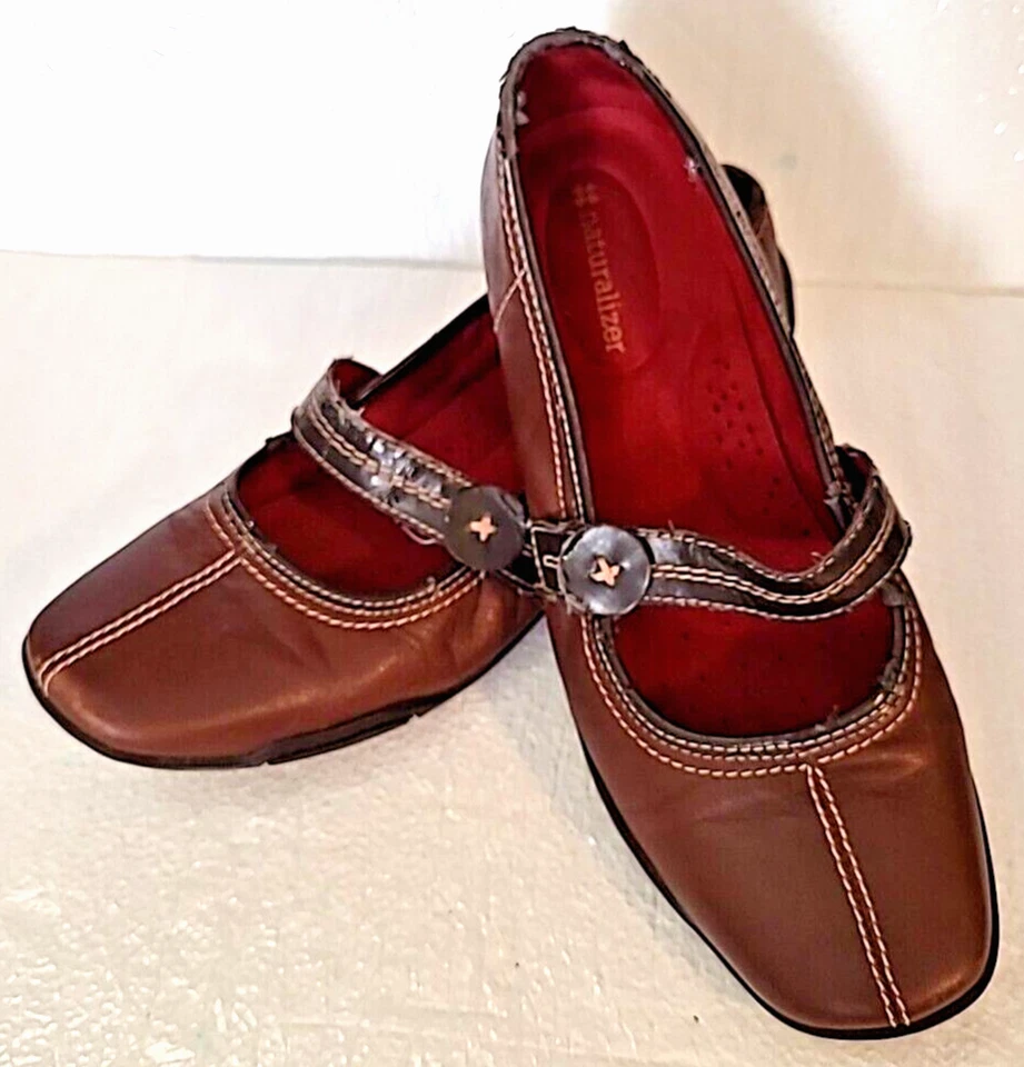 Naturalizer Shoes 7 1/2 M Womens Calva Mary Jane Oxford Brown Cushion Close Toe - Image 1 of 4