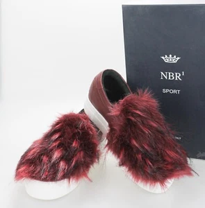 NBR Sportschuhe Damen EU 38 Leder Kunstfell Slipper Burgund - Bild 1 von 6
