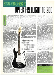 Guitarra eléctrica Optek Fretlight FG-200 revisión de sonido 1994 artículo impresión - Imagen 1 de 3