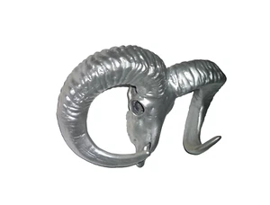 Widder Kopf Schädel Geweih Wandbehang Deko silberfarben 33 cm Harz - Bild 1 von 3