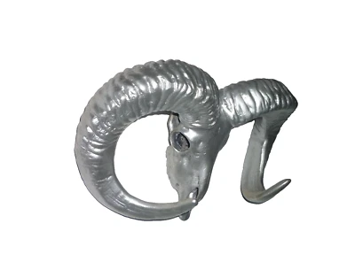 Widder Kopf Schädel Geweih Wandbehang Deko silberfarben 33 cm Harz - Bild 1 von 3