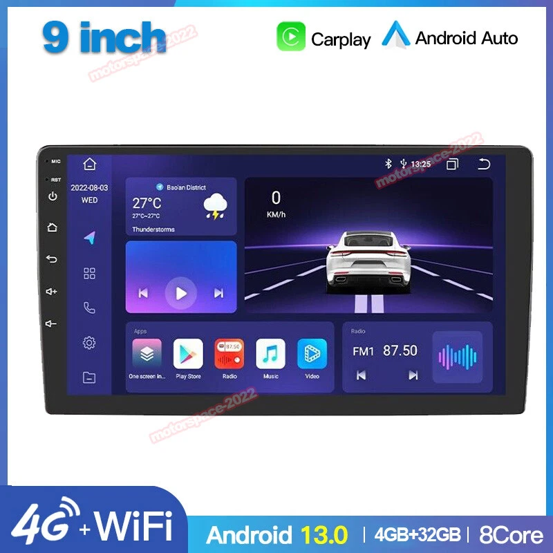 9 INCH 8 Core Android 13 2Din 9" Car Stereo Radio GPS Navi WiFi 4GLTE CarPlay BT - Image 1 of 4