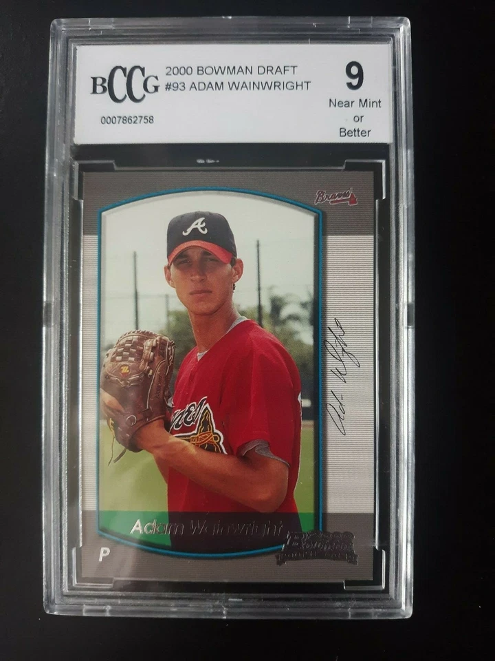 Adam Wainwright Cardinals 2000 Bowman Draft #93 Rookie Card Graded NM 9 - Image 1 of 2