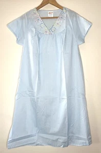 VINTAGE HABAND NWOT Nightgown M Blue Cotton Blend lightweight Embroidered - Picture 1 of 5