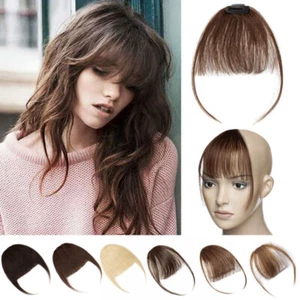 100% Remy Echthaar Pony Bang Clip In Extensions Luft Haarteil Verlängerung Glatt - Bild 1 von 25