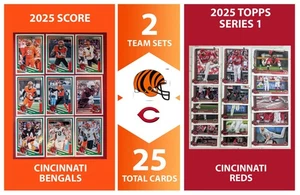 2025 Topps Cincinnati Reds SCORE Bengals NFL MLB Team Set Bundle - 25 Total Card - Picture 1 of 5